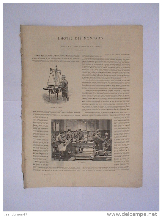 2 SUPPLEMENTS DU MONDE ILLUSTRE N° 1827 & 1828 DE L´AN 1892. L´HÔTEL DES MONNAIES. TEXTE M. G. LENOTRE. & M.L. TINAYRE - Français