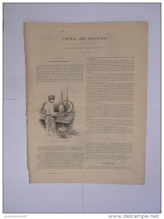 2 SUPPLEMENTS DU MONDE ILLUSTRE N° 1827 & 1828 DE L´AN 1892. L´HÔTEL DES MONNAIES. TEXTE M. G. LENOTRE. & M.L. TINAYRE - French