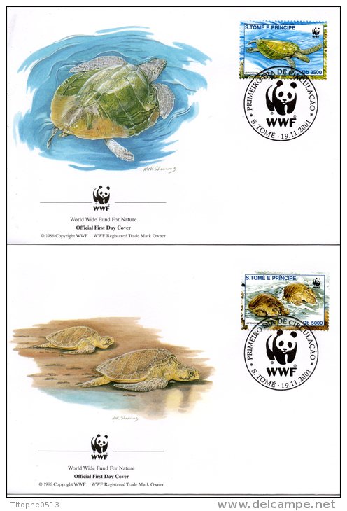 SAINT THOMAS. N°1321-4 Sur 4 Enveloppes 1er Jour (FDC´s) De 2001. WWF Tortue Marine. - Turtles