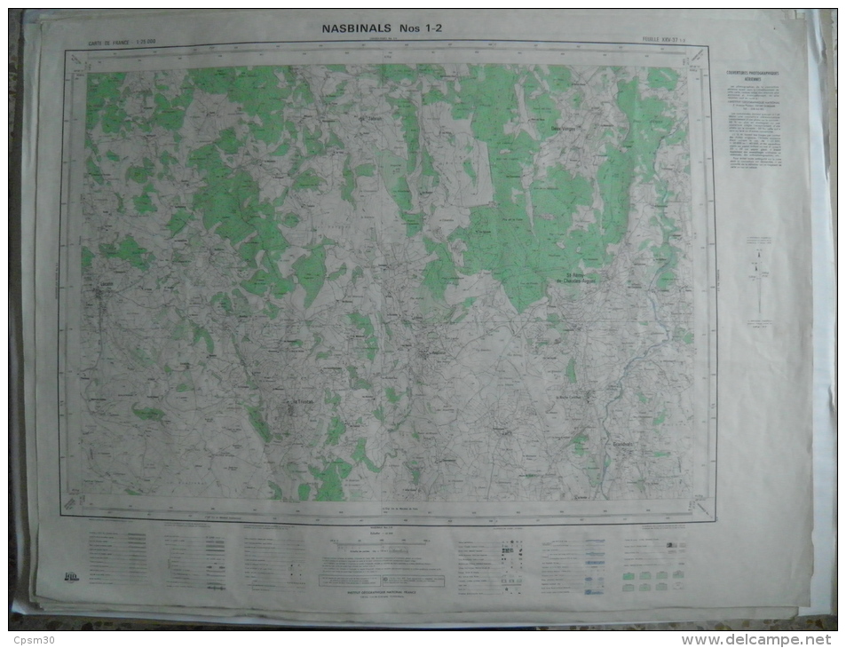 Carte Géographique - NASBINALS N° 1-2 - échelle 1/25.000 - Avril 1973 Richardès Le Cibial/La Malevieille Borie Grandvals - Topographische Karten