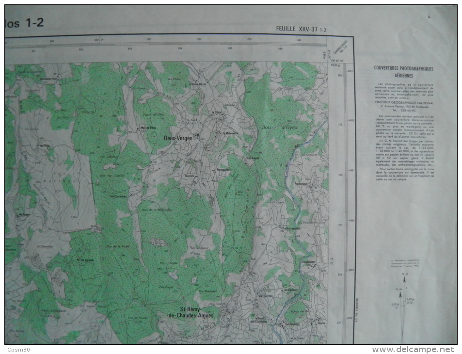 Carte Géographique - NASBINALS N° 1-2 - échelle 1/25.000 - Avril 1973 Richardès Le Cibial/La Malevieille Borie Grandvals - Topographische Karten