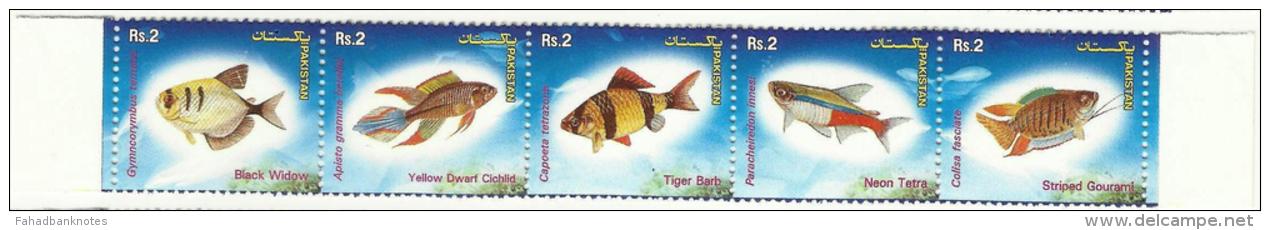 PAKISTAN 2004 MNH TROPICAL FISHES, FISH, STRIPED NATIIONAL PHILATILIC EXHIBITION LAHORE 2004 - Pakistán