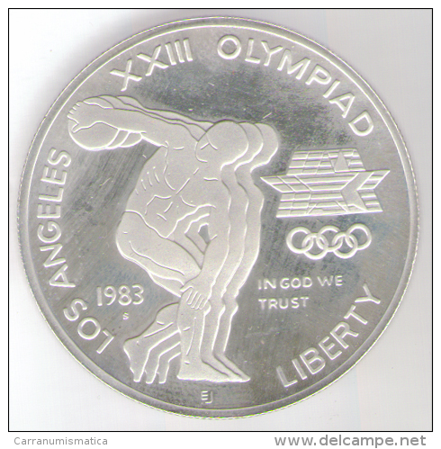 STATI UNITI 1 DOLLAR 1983 XXII OLYMPIAD LOS ANGELES SILVER FONDO SPECCHIO - Commemoratives