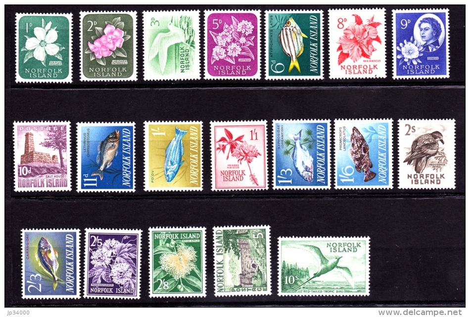 NORFOLK  Faune Oiseaux, Poissons, Fleurs,  Yvert N° 26/44 Neuf Sans Charniere ** MNH - Ile Norfolk
