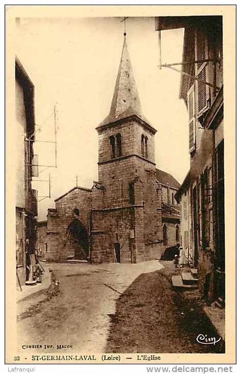 Loire- Ref A303- Saint Germain Laval -st Germain Laval - L Eglise  - Carte Bon Etat - - Saint Germain Laval