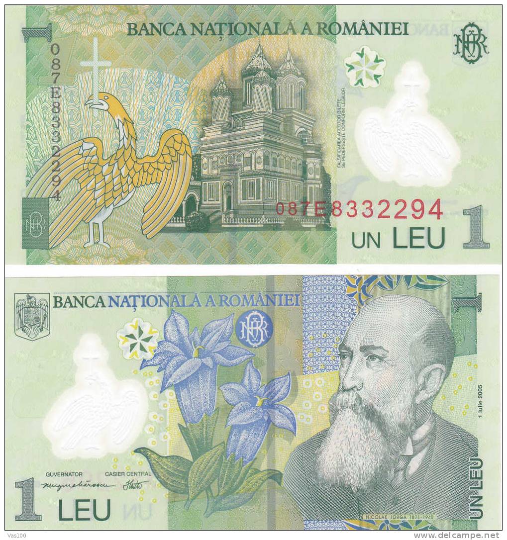 1 Leu 2005 UNC Polymer Plastic Note Romania - Romania