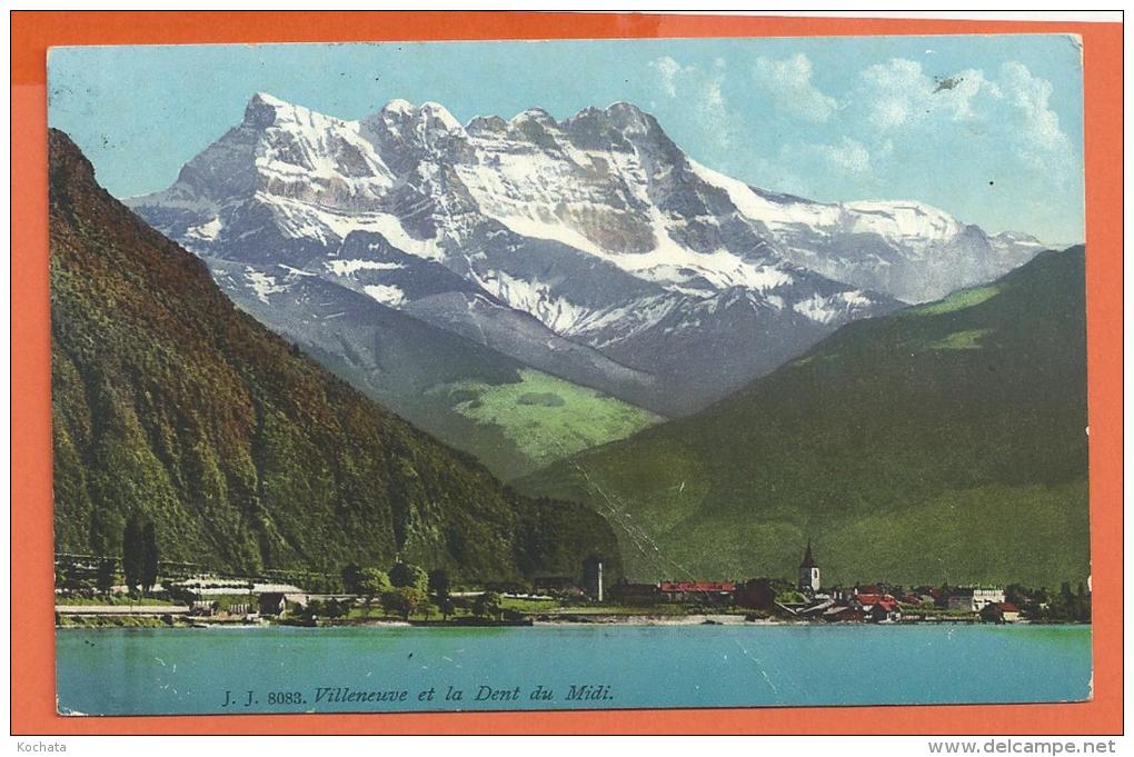 H448, Villeneuve Et La Dent Du Midi, 8083,  Circulée 1913 - Villeneuve