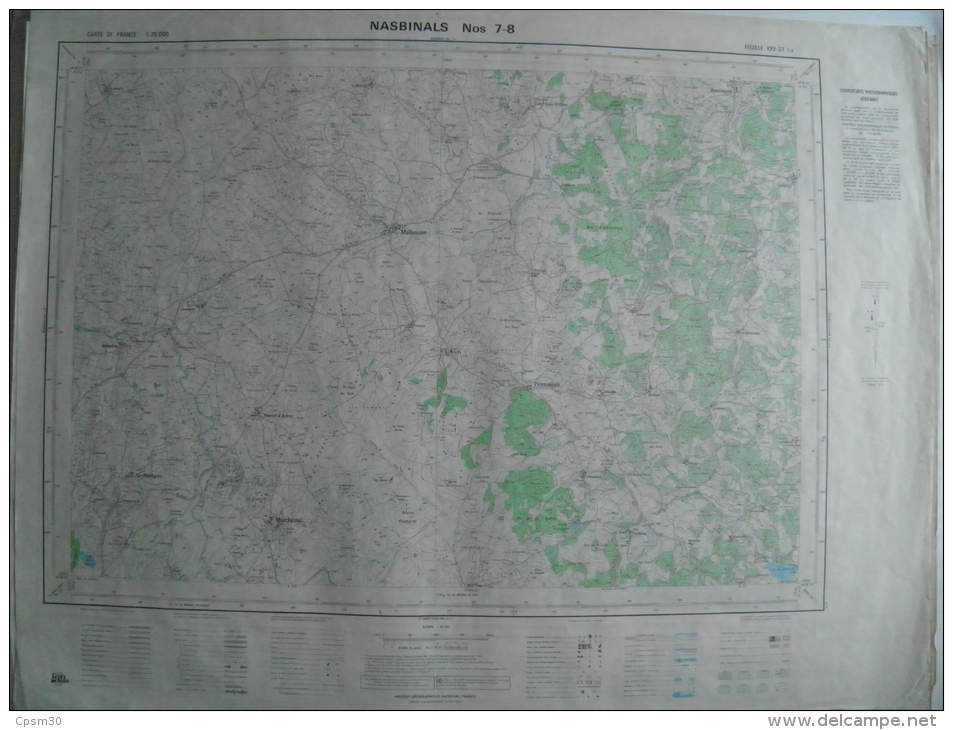 Carte Géographique - NASBINALS N° 7-8 échelle 1/25.000 Juin 1977 La Brugère Beauregard Montgros Ressouches/La Védrinelle - Topographische Karten