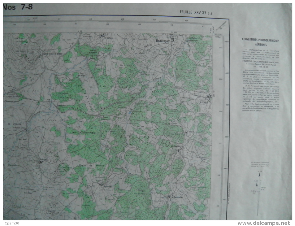 Carte Géographique - NASBINALS N° 7-8 échelle 1/25.000 Juin 1977 La Brugère Beauregard Montgros Ressouches/La Védrinelle - Topographische Karten