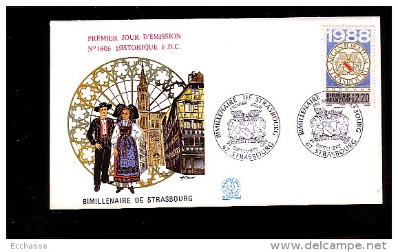 Enveloppe Premier Jour 1er Fdc Bimillénaire De Strasbourg 1988 N° 1606 - 1980-1989