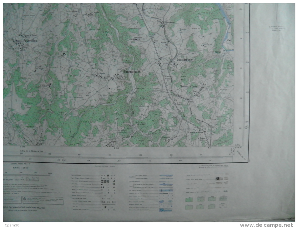 Carte Géographique - CHAUDES-AIGUES N° 3-4 échelle 1/25.000 Avril 1973 Villedieu Combechalde Grandval Clavières D´Outre - Topographische Karten