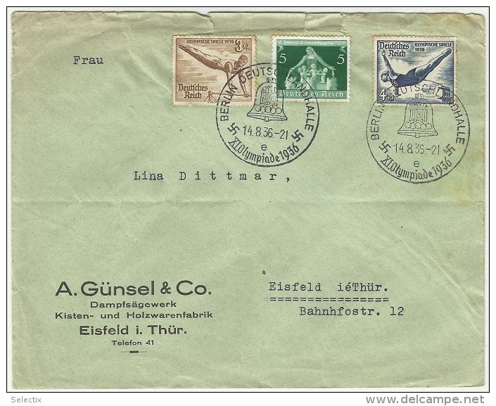 Germany 1936 Berlin To Eisfeld Postal Cover - Lettres & Documents