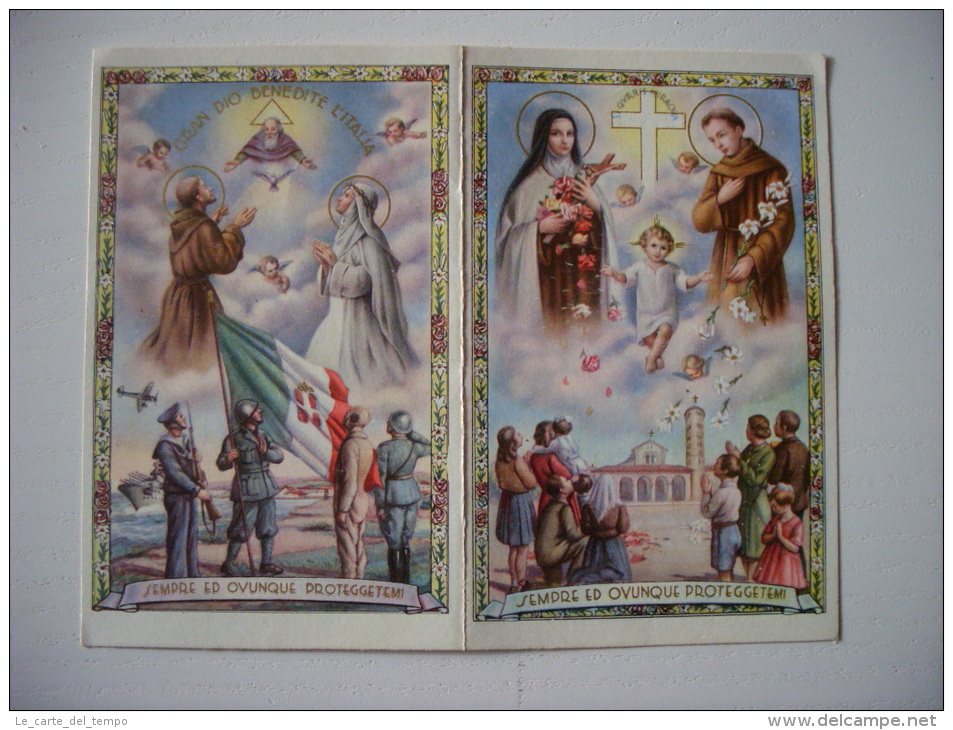 Calendarietto Santino "Sempre Ed Ovunque Proteggetemi" "Gran Dio Benedite L´Italia" 1943 - Grossformat : 1941-60