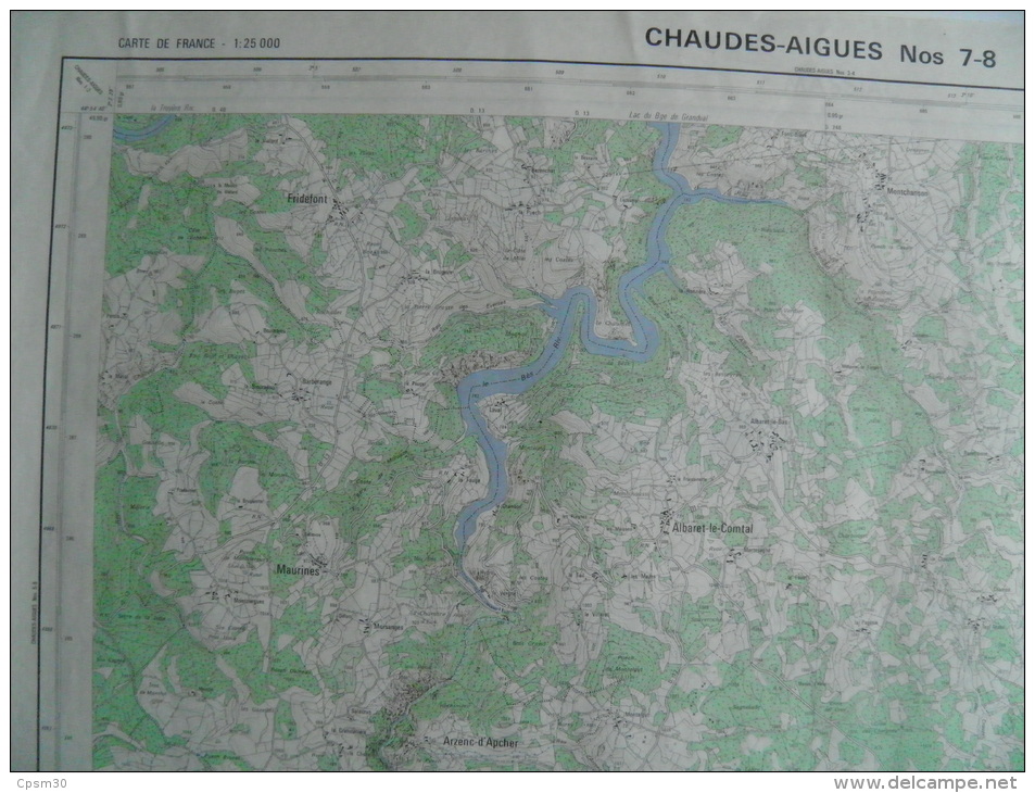 Carte Géographique - CHAUDES-AIGUES N° 7-8 échelle 1/25.000 Avril1973 Fridefont Lascour/Estrémiac St Juery Berc/Recoules - Topographical Maps