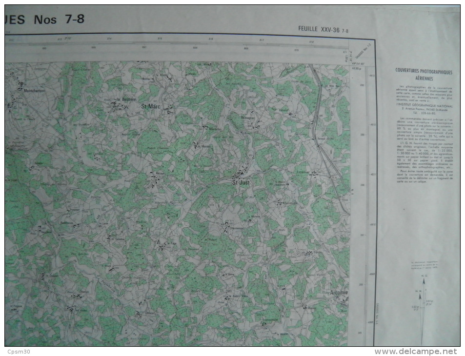 Carte Géographique - CHAUDES-AIGUES N° 7-8 échelle 1/25.000 Avril1973 Fridefont Lascour/Estrémiac St Juery Berc/Recoules - Topographical Maps