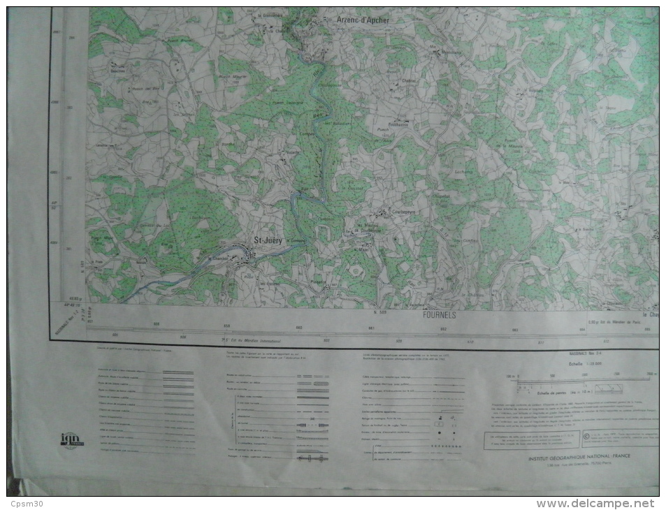 Carte Géographique - CHAUDES-AIGUES N° 7-8 échelle 1/25.000 Avril1973 Fridefont Lascour/Estrémiac St Juery Berc/Recoules - Topographical Maps