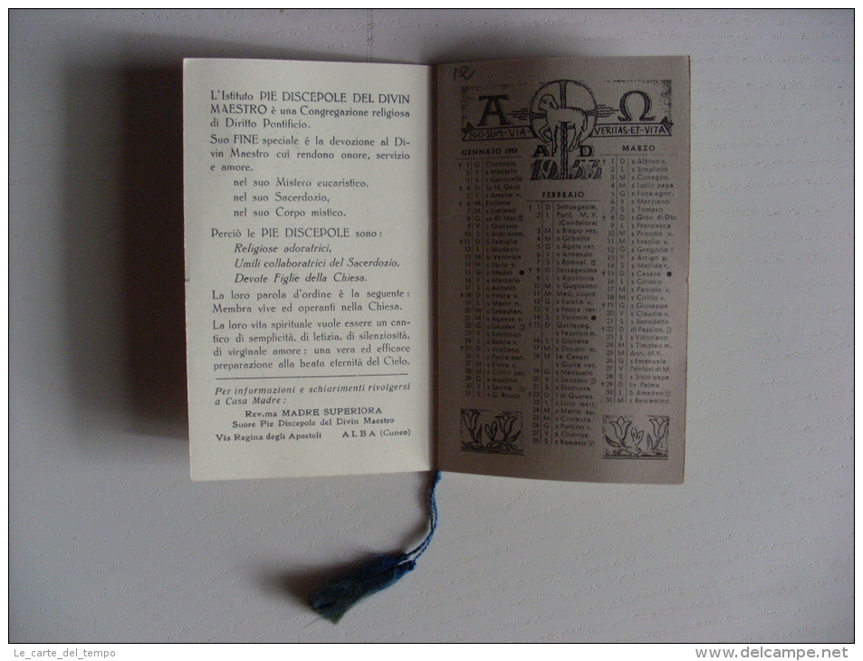 Calendarietto/calendario Santino "Anno Domini 1953" Pie Discepole Del Divin Maestro - Grand Format : 1941-60