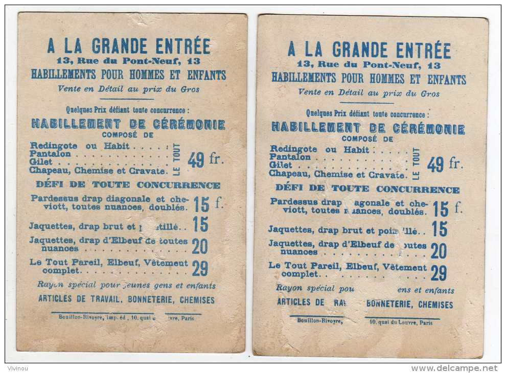 Chromo 2 En Lot Chapeau A La Grande Entrée Tailleur Fer à Repasser Aiguille Bobine Fil Teinturier Teinture Couleur Bain - Autres & Non Classés