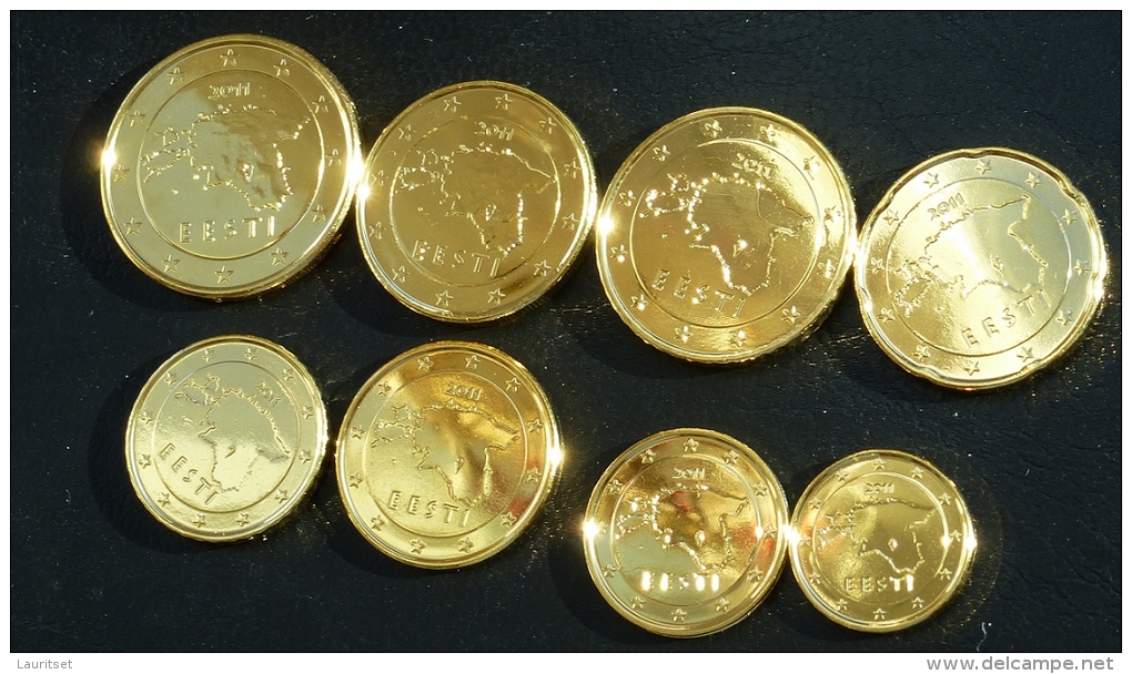 ESTLAND ESTONIA ESTONIE Euro Coin Set  Gold Plated Vergoldet 999/1000 (24 Karat) - Estland