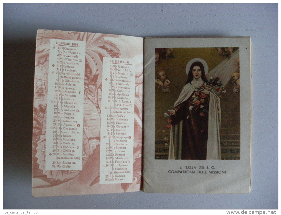 Calendarietto Santino "Gesù Istituisce L´Eucarestia-Sacra Famiglia-S.Teresa-Madonna -Santo Cuore" 1939 - Grand Format : 1921-40