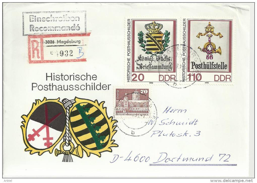 ALEMANIA DDR CC CERTIFICADA X 2 ESCUDOS POSTALES HERALDICA CORREO - Omslagen