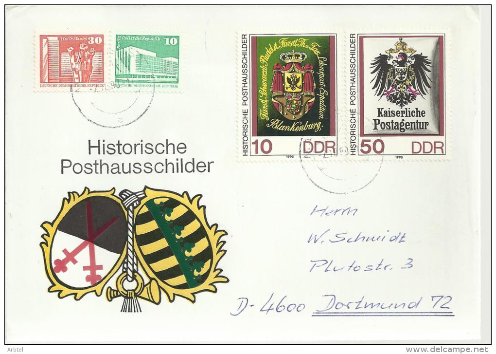 ALEMANIA DDR CC CERTIFICADA X 2 ESCUDOS POSTALES HERALDICA CORREO - Omslagen