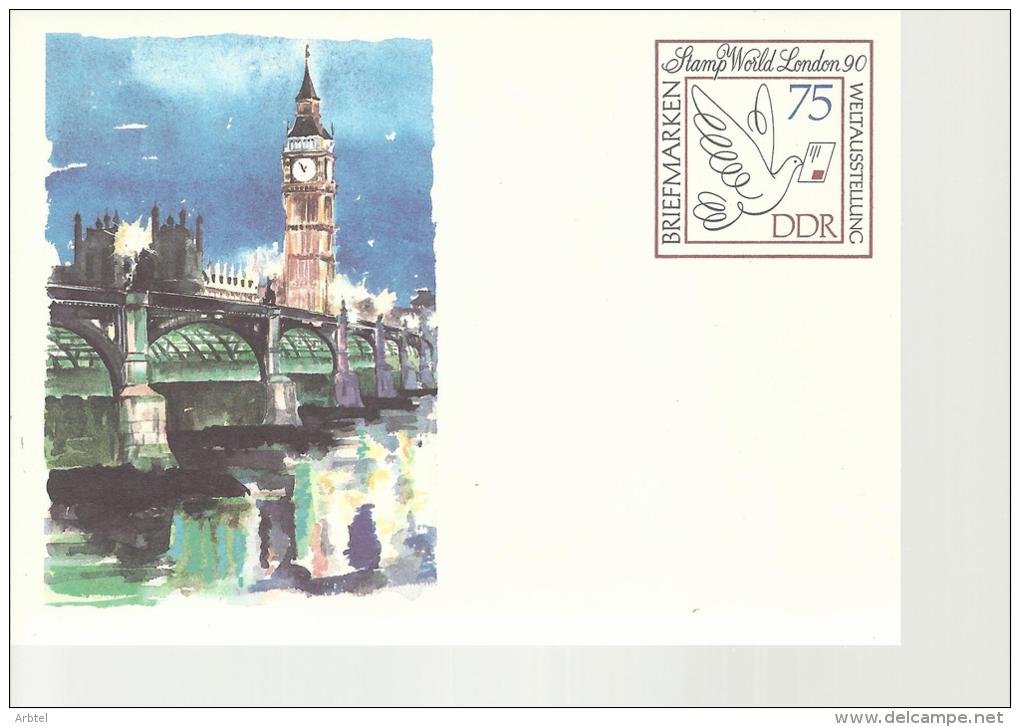 ALEMANIA ENTERO POSTAL LONDON 90 BIG BEN PUENTE SOBRE EL TAMESIS - Clocks