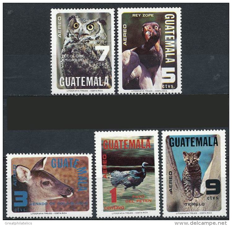 GUATEMALA 1979 WILD ANIMALS & BIRDS SC#C675-79 MNH OWL CONDOR, CAT (DEL06) - Other & Unclassified