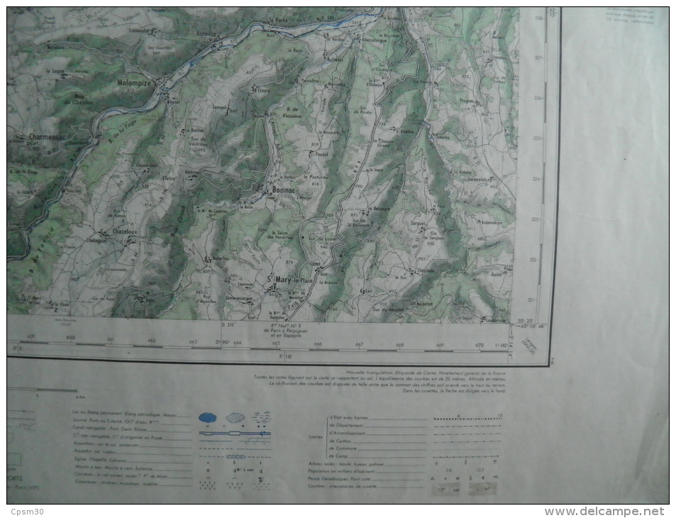 Carte Géographique - MASSIAC échelle 1/50.000 Avril1963 Le Saillant Blesle/Brugeilles Cézérat/Allanche Cheylade/Sargues - Topographische Karten