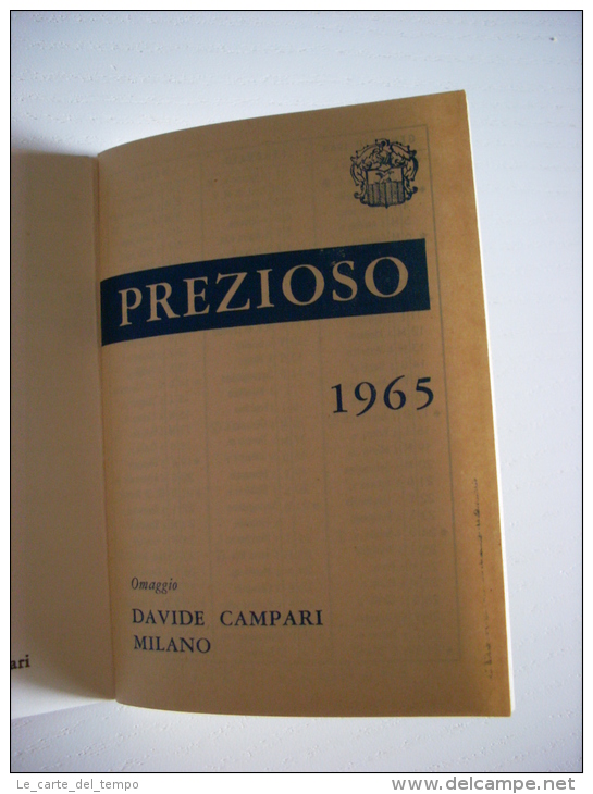 Calendario "PREZIOSO  Omaggio Davide Campari MILANO 1965" Copertina BRUNO MUNARI - Groot Formaat: 1961-70