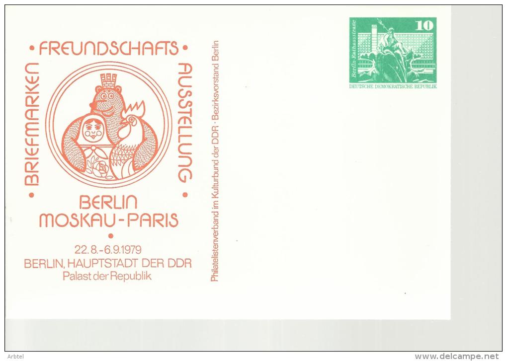 ALEMANIA DDR ENTERO POSTAL AMISTAD PARIS MOSCU BERLIN - Altri & Non Classificati