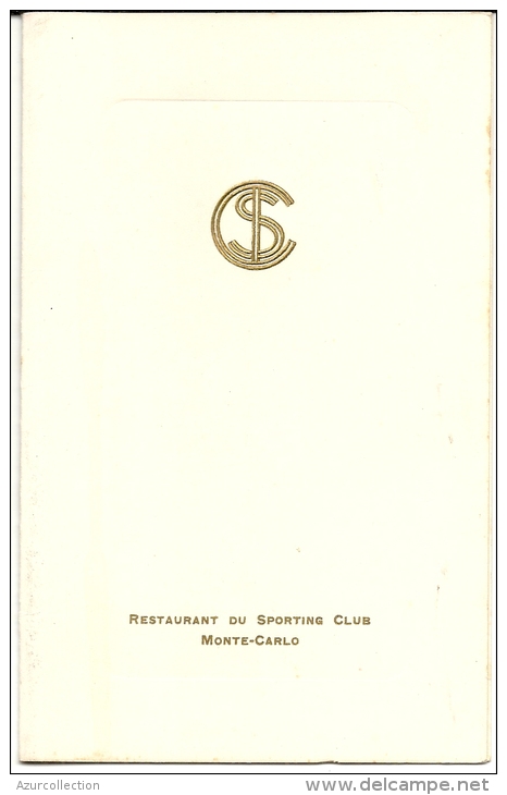 MONTE CARLO . SPORTING CLUB . 1937 - Menus