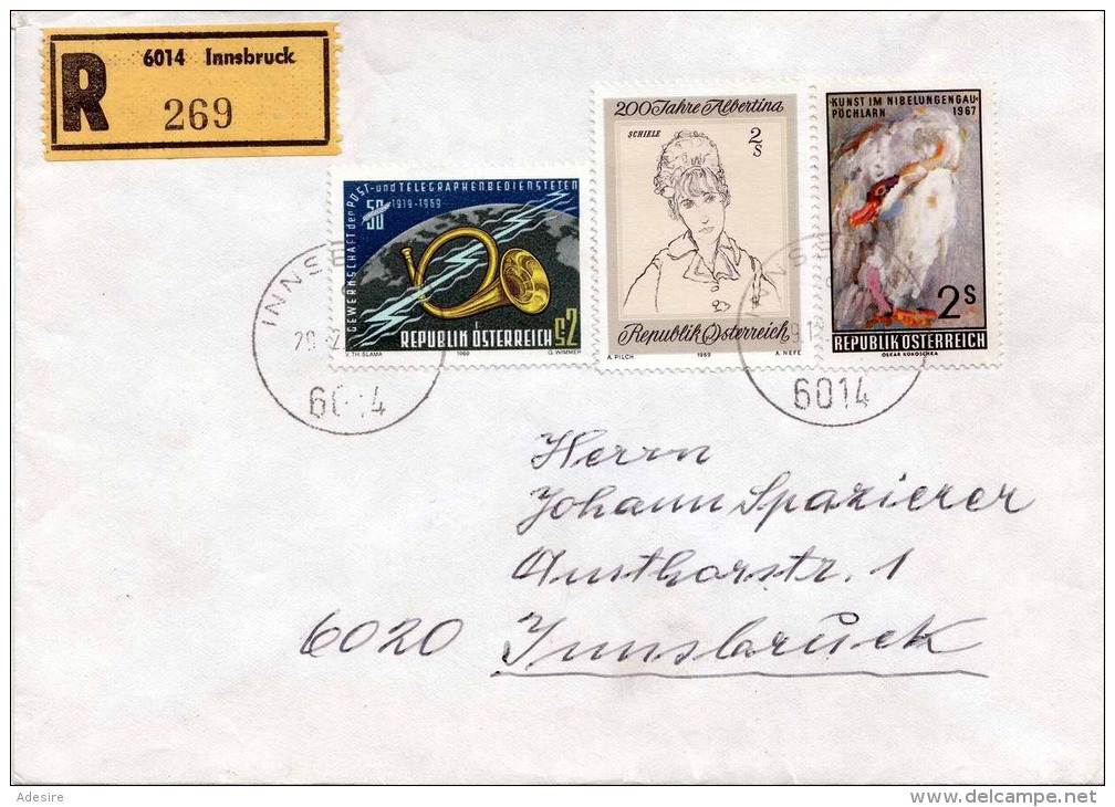 1969, Österr., Reco-Brief Mit 3fach Frankierung, Gel. Innsbruck, Brief Ohne Inhalt - Briefe U. Dokumente