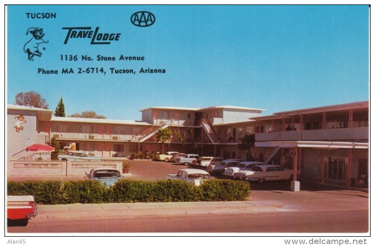 Tucson AZ Arizona, TraveLodge Motel, Auto, C1950s Vintage Postcard - Tucson