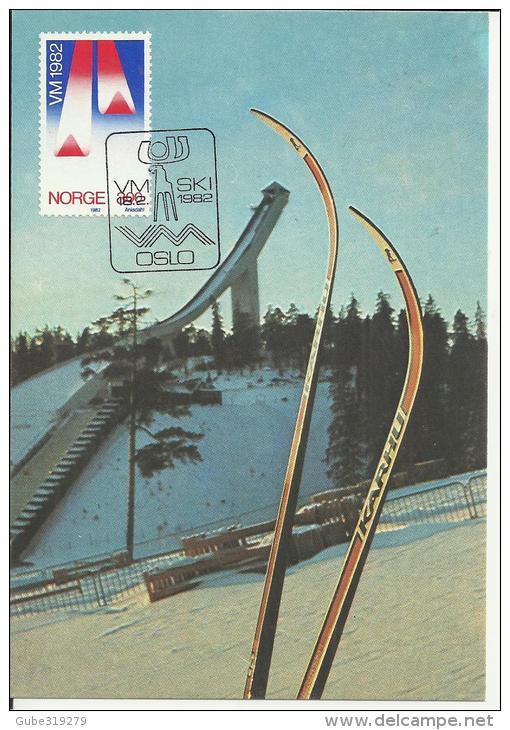 NORWAY 1982 - MAXIMUM CARD FD ISSUE V M WORLD SKI CHAMPIONSHIP FEB 18-28, 1982 - FIRST PLAN KARHU SKIES NEW UNUSED W 1 S - Maximumkarten (MC)