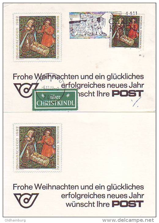 1100v: Österreich 1982, ÖPT- Glückwunschkarte Blanko Und Gestempelt, Knittrig, ANK 150.- € - Noël