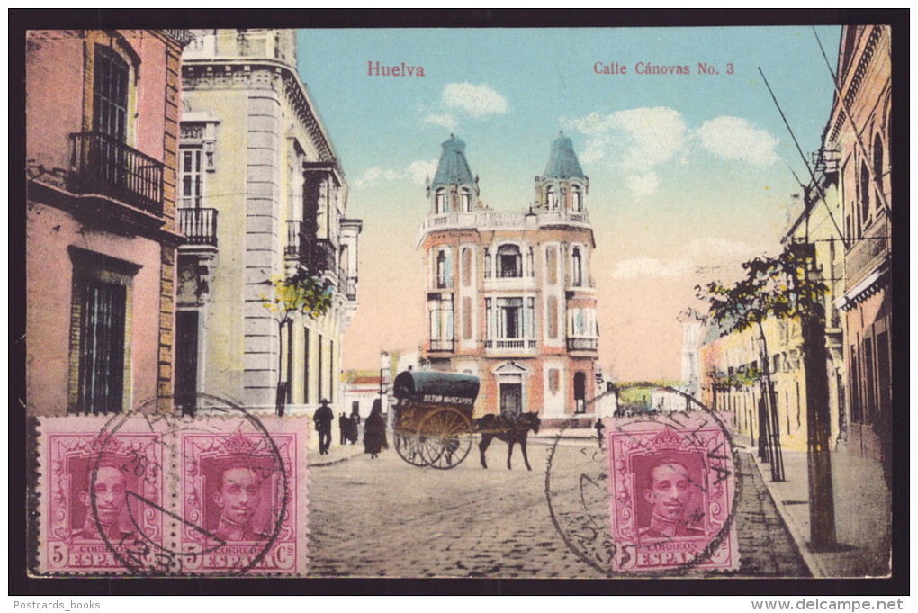 HUELVA / ANDALUCIA / ESPAGNE / ESPANA. Calle CÀNOVAS  N&ordm; 3. Animado. Old Postcard - Huelva