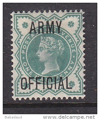 GREAT BRITAIN: QUEEN VICTORIA, ARMY OFFICIAL 1/2d GREEN, Mh * - Officials