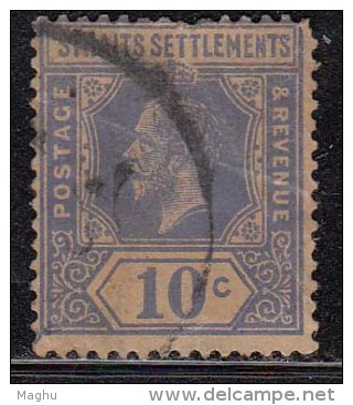 Straits Settlements Used 1921, 10c Blue, Wmk Script CA, King George V, Malaya, Malaysia - Straits Settlements