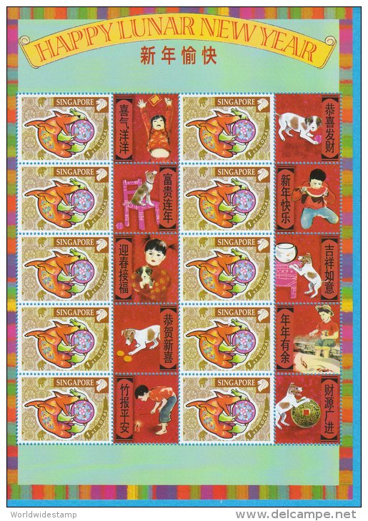 Singapore Zodiac Stamp Sheelet Series: Year Of The Dog 2006, Happy Lunar New Year SG133016 - Singapur (1959-...)