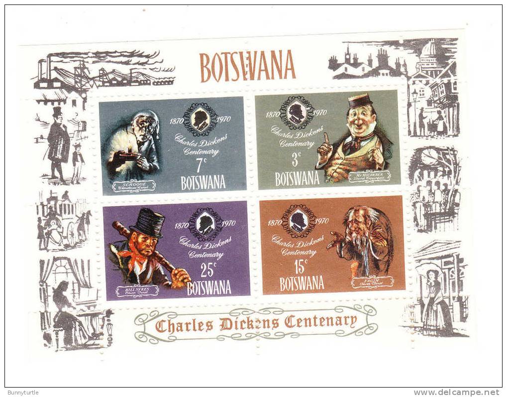 Botswana 1970 Charles Dickens English Novelist S/S MNH - Botswana (1966-...)