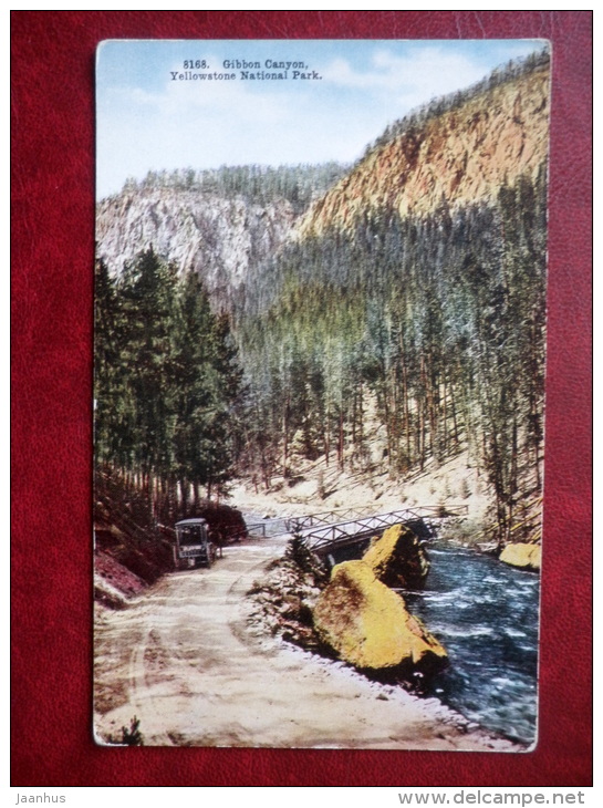 Gibbon Canyon , Yellowstone National Park - Bridge - Old Postcard - USA - Unused - Yellowstone