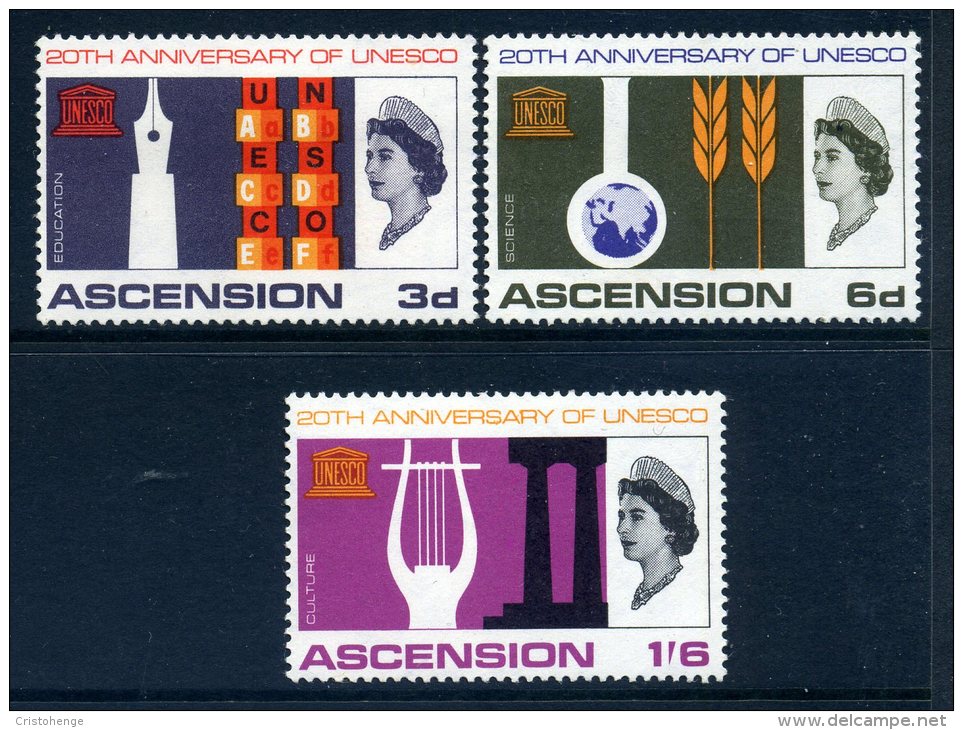 Ascension 1967 20th Anniversary Of UNESCO Set MNH - Ascension