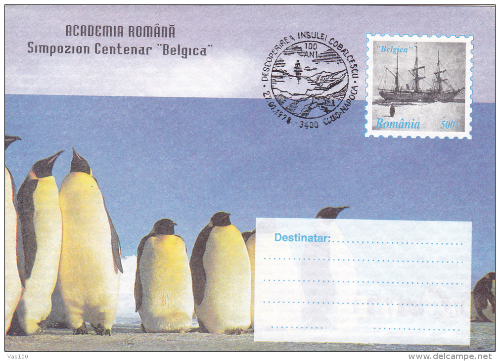 "BEGICA" CENTENARY, ANTARCTIC, 3X COVERS STATIONERY, UNUSED, 1997,ROMANIA - Événements & Commémorations