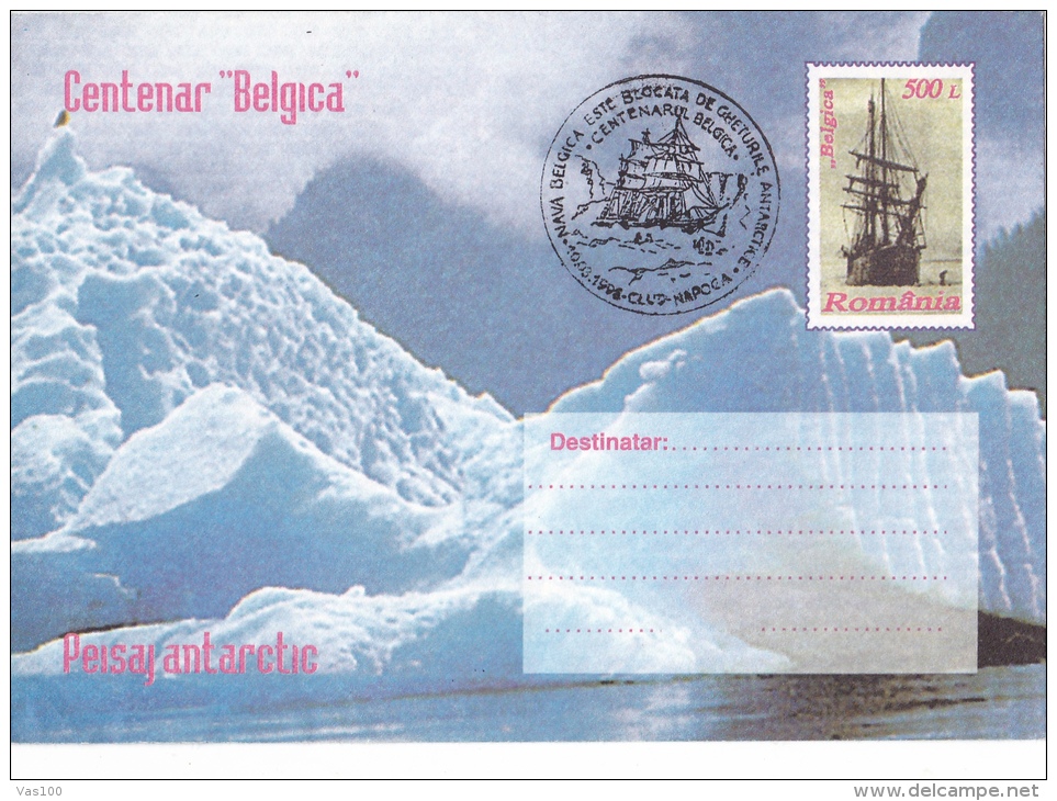 "BEGICA" CENTENARY, ANTARCTIC, 3X COVERS STATIONERY, UNUSED, 1997,ROMANIA - Events & Commemorations