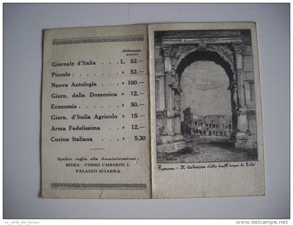 Calendario/calendarietto 1935 - ROMA Il Colosseo Visto Dall´arco Di Tito - Kleinformat : 1921-40