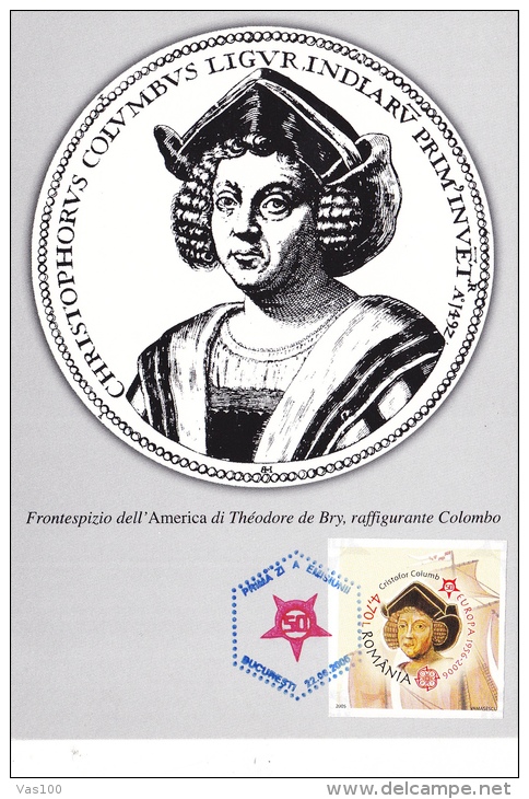 CRISTOPHER COLUMBUS,EXPLORER, MAXICARD, CARTES MAXIMUM, CM, 2005,ROMANIA - Christopher Columbus