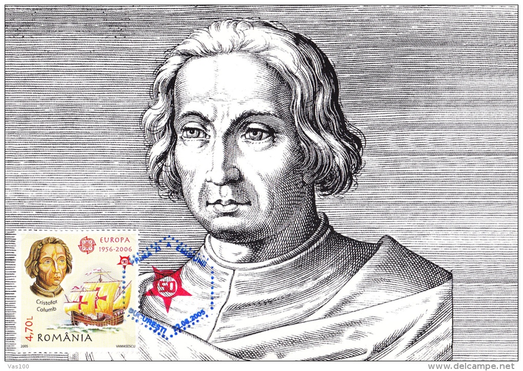 CRISTOPHER COLUMBUS,EXPLORER, MAXICARD, CARTES MAXIMUM, CM, 2005,ROMANIA - Christophe Colomb