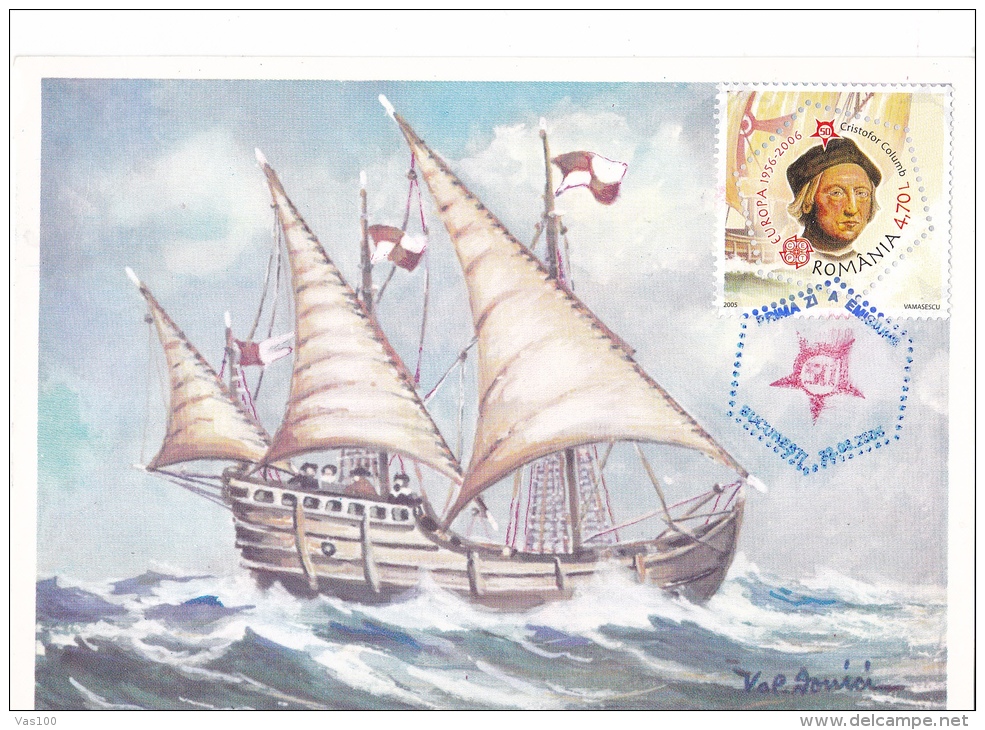 CRISTOPHER COLUMBUS,EXPLORER, MAXICARD, CARTES MAXIMUM, CM, 2005,ROMANIA - Christoffel Columbus