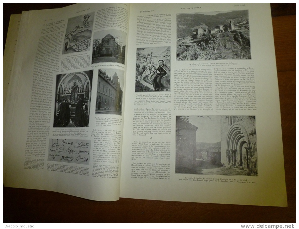 1934  La SARRE,Sarrebruck ; La Farre, La Louvesc, Veyrines; SOUDAN (Bahr El Ghazal, Kodok); ITALIE (Assèchement PONTIN - L'Illustration